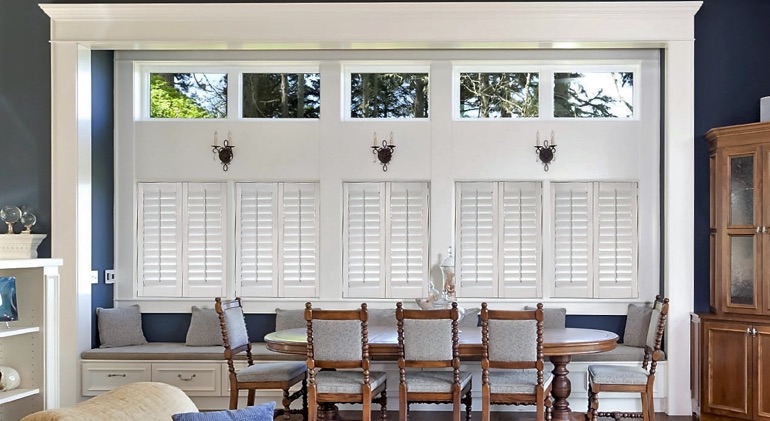 New York City dining room with Studio plantation shutters.